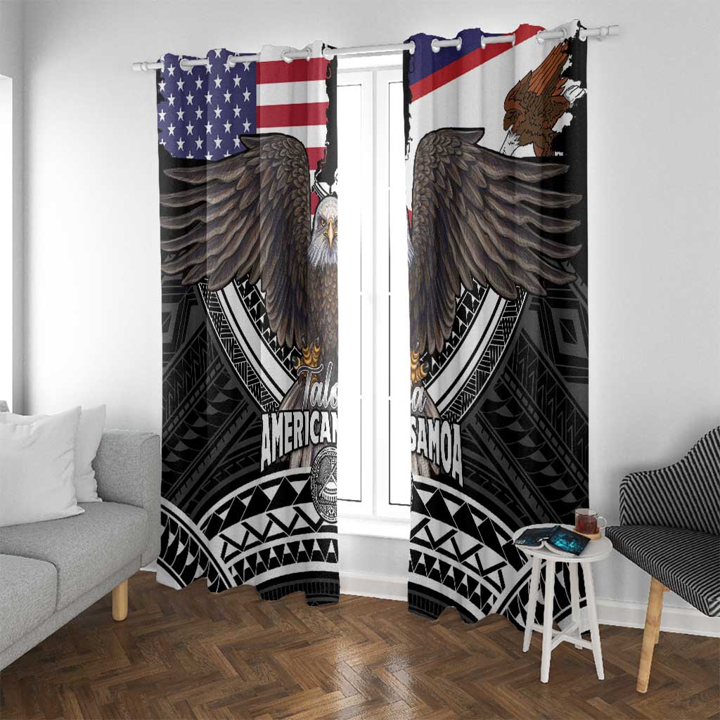 Talofa American Samoa Flag Day Window Curtain Bald Eagle Polynesian Tattoo LT14 With Grommets Black - Polynesian Pride