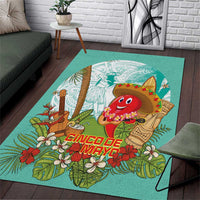Hawaii Cinco de Mayo Area Rug Chili Pepper Hula Girl Tropical Vibes LT14 Turquoise - Polynesian Pride