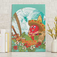 Hawaii Cinco de Mayo Canvas Wall Art Chili Pepper Hula Girl Tropical Vibes LT14 Without Frame Turquoise - Polynesian Pride