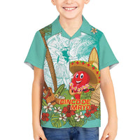 Hawaii Cinco de Mayo Kid Hawaiian Shirt Chili Pepper Hula Girl Tropical Vibes LT14 Kid Turquoise - Polynesian Pride