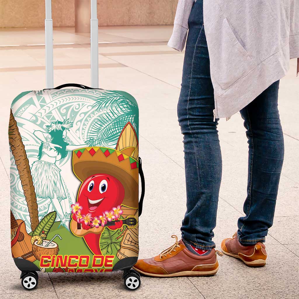 Hawaii Cinco de Mayo Luggage Cover Chili Pepper Hula Girl Tropical Vibes