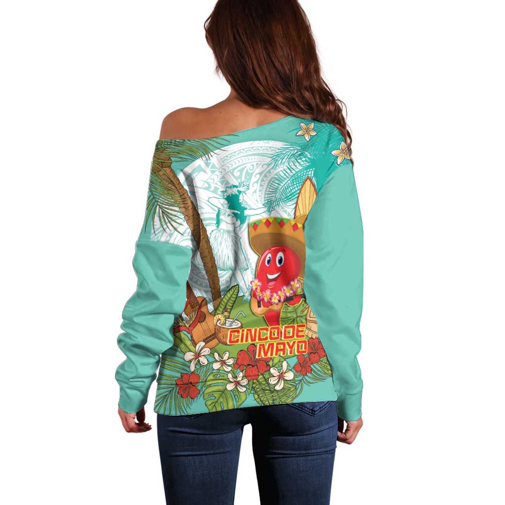 Hawaii Cinco de Mayo Off Shoulder Sweater Chili Pepper Hula Girl Tropical Vibes LT14 - Polynesian Pride