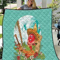 Hawaii Cinco de Mayo Quilt Chili Pepper Hula Girl Tropical Vibes LT14 Turquoise - Polynesian Pride