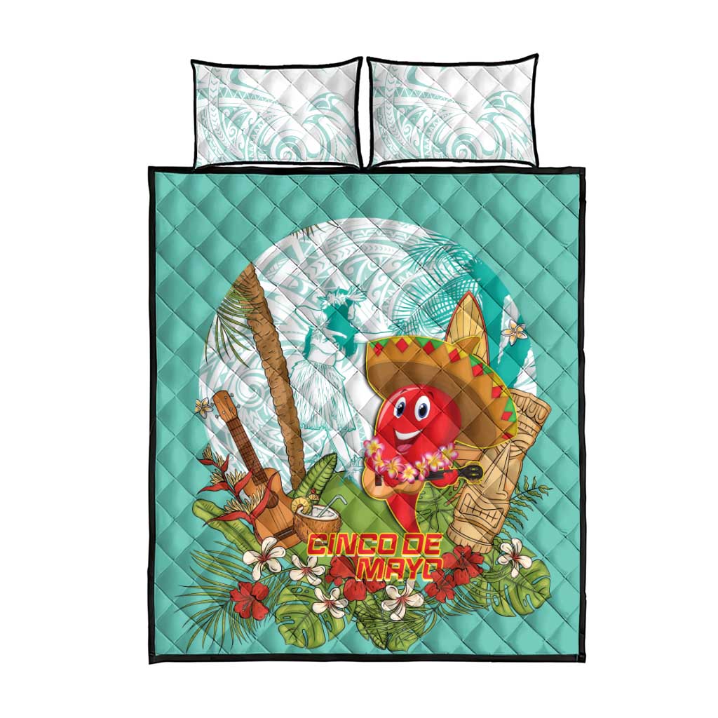 Hawaii Cinco de Mayo Quilt Bed Set Chili Pepper Hula Girl Tropical Vibes LT14 - Polynesian Pride