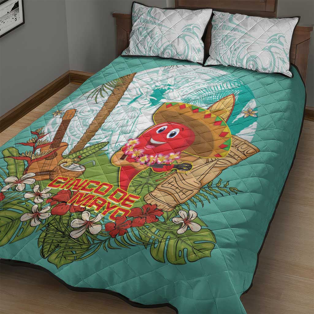 Hawaii Cinco de Mayo Quilt Bed Set Chili Pepper Hula Girl Tropical Vibes LT14 - Polynesian Pride