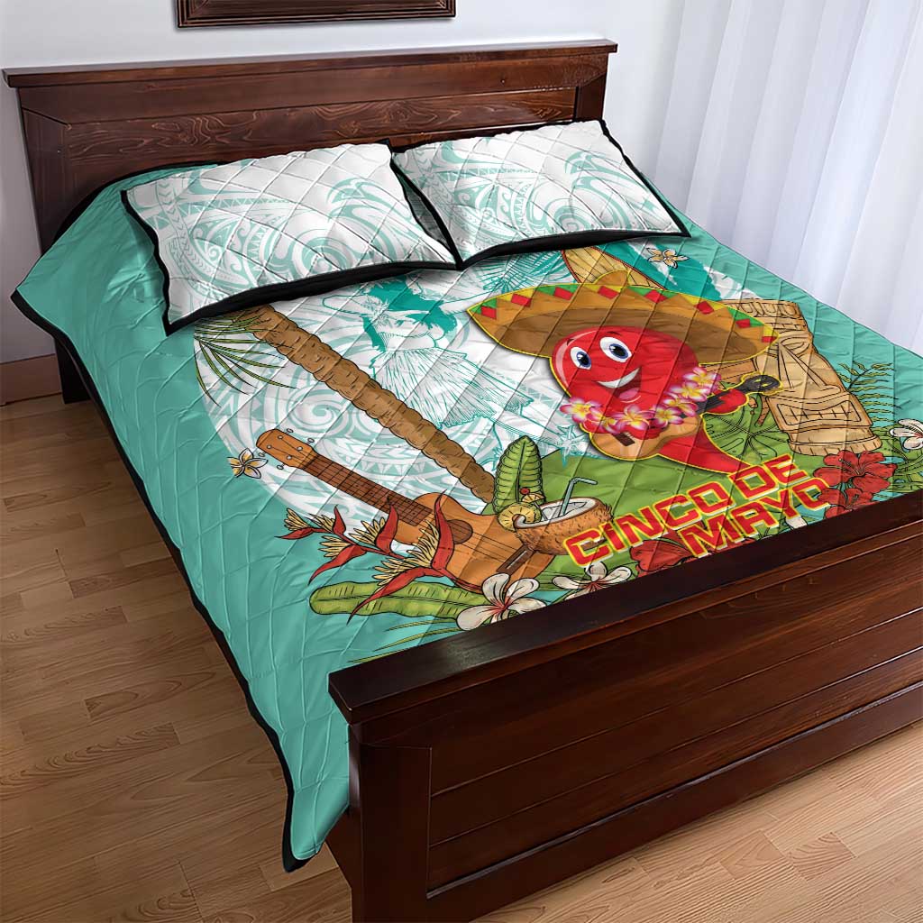 Hawaii Cinco de Mayo Quilt Bed Set Chili Pepper Hula Girl Tropical Vibes LT14 - Polynesian Pride