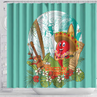 Hawaii Cinco de Mayo Shower Curtain Chili Pepper Hula Girl Tropical Vibes LT14 - Polynesian Pride
