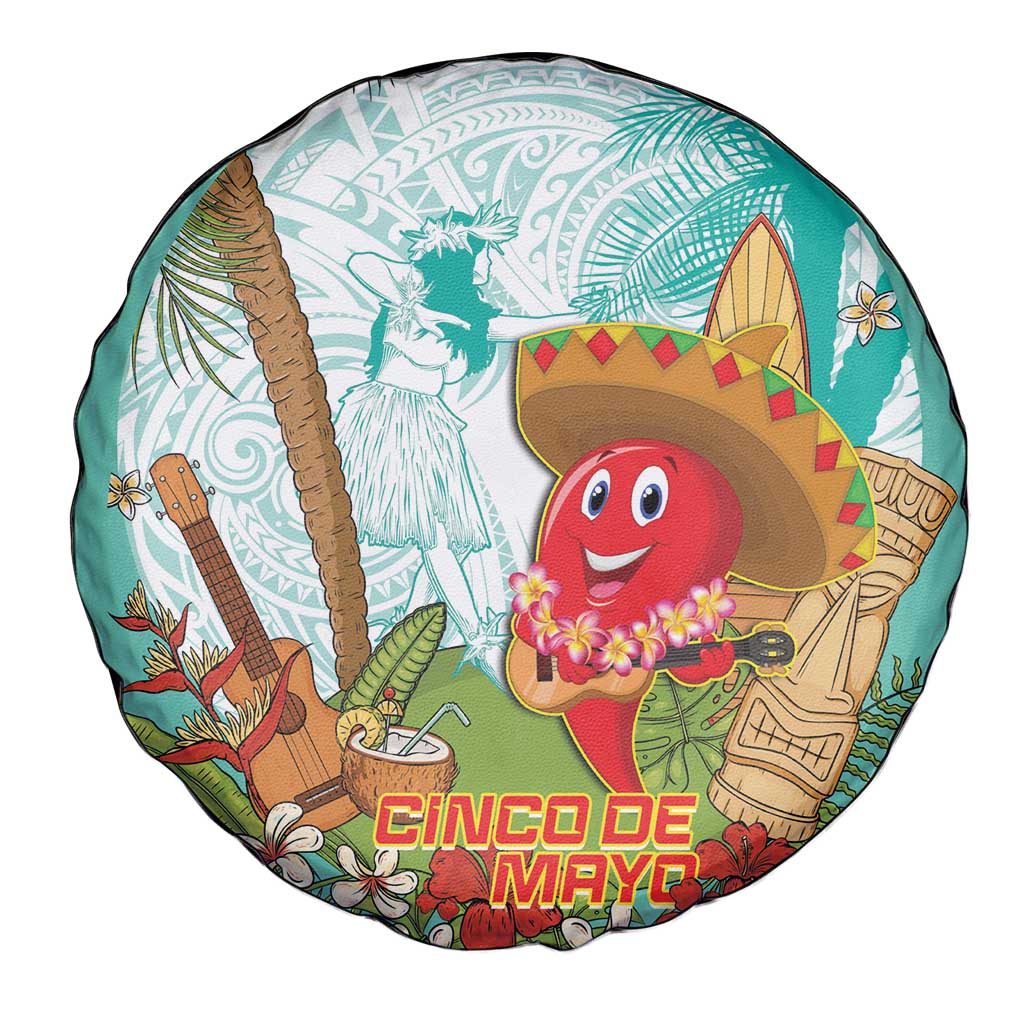 Hawaii Cinco de Mayo Spare Tire Cover Chili Pepper Hula Girl Tropical Vibes LT14 - Polynesian Pride