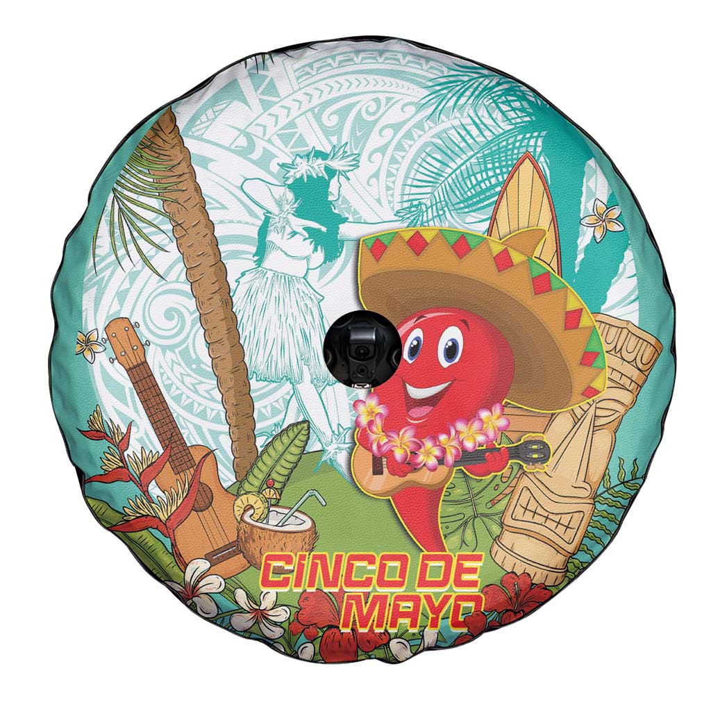 Hawaii Cinco de Mayo Spare Tire Cover Chili Pepper Hula Girl Tropical Vibes LT14 - Polynesian Pride