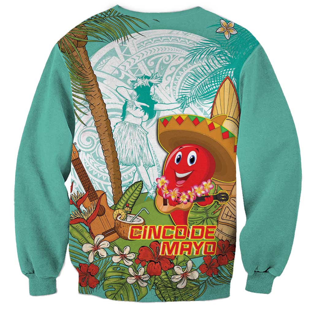 Hawaii Cinco de Mayo Sweatshirt Chili Pepper Hula Girl Tropical Vibes LT14 - Polynesian Pride
