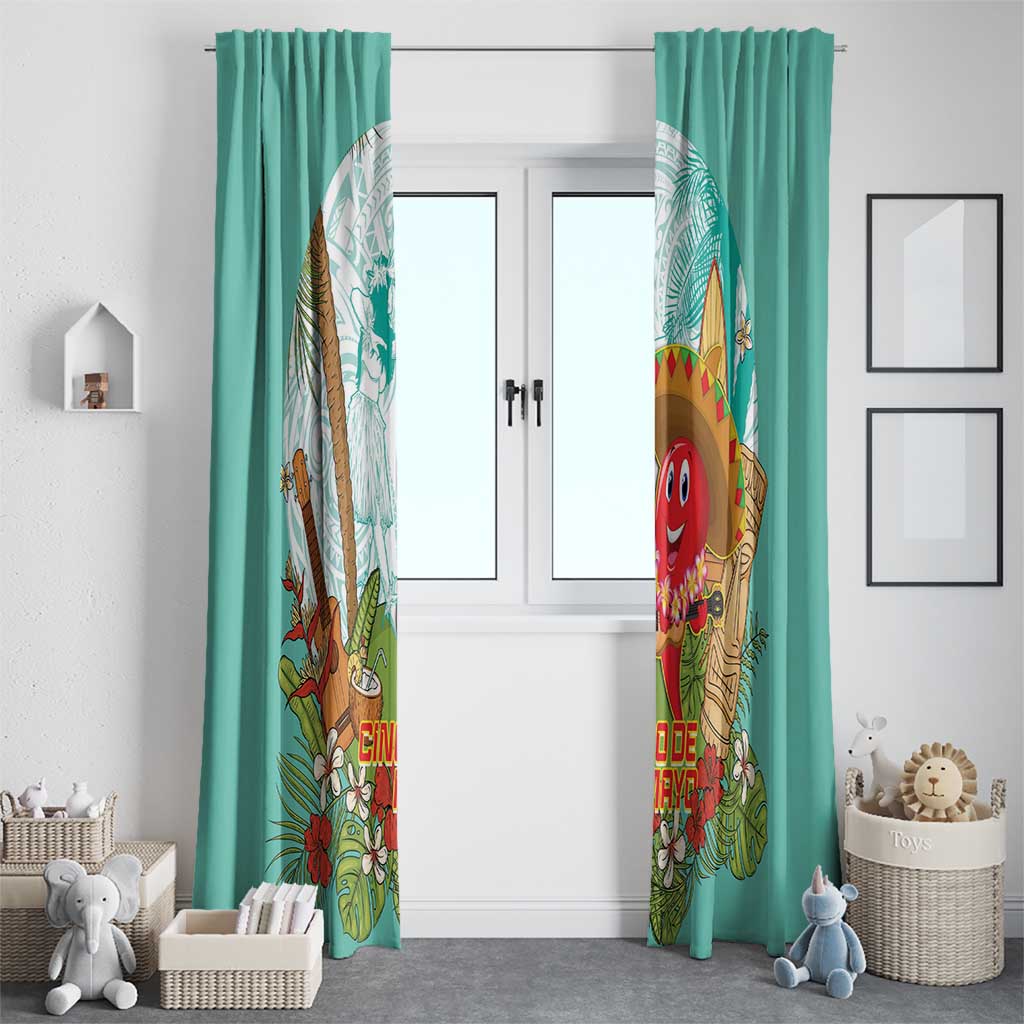 Hawaii Cinco de Mayo Window Curtain Chili Pepper Hula Girl Tropical Vibes LT14 - Polynesian Pride