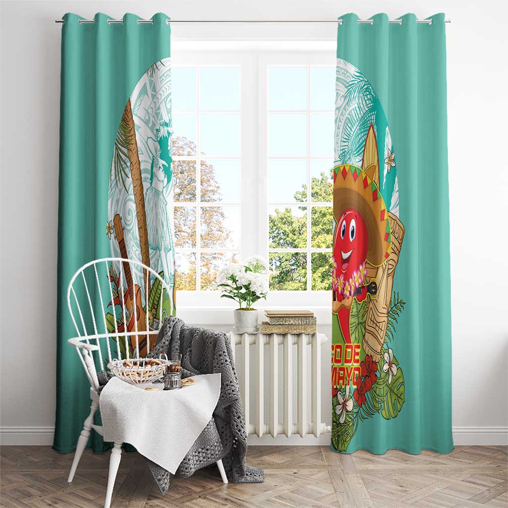 Hawaii Cinco de Mayo Window Curtain Chili Pepper Hula Girl Tropical Vibes LT14 - Polynesian Pride