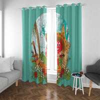 Hawaii Cinco de Mayo Window Curtain Chili Pepper Hula Girl Tropical Vibes LT14 With Grommets Turquoise - Polynesian Pride