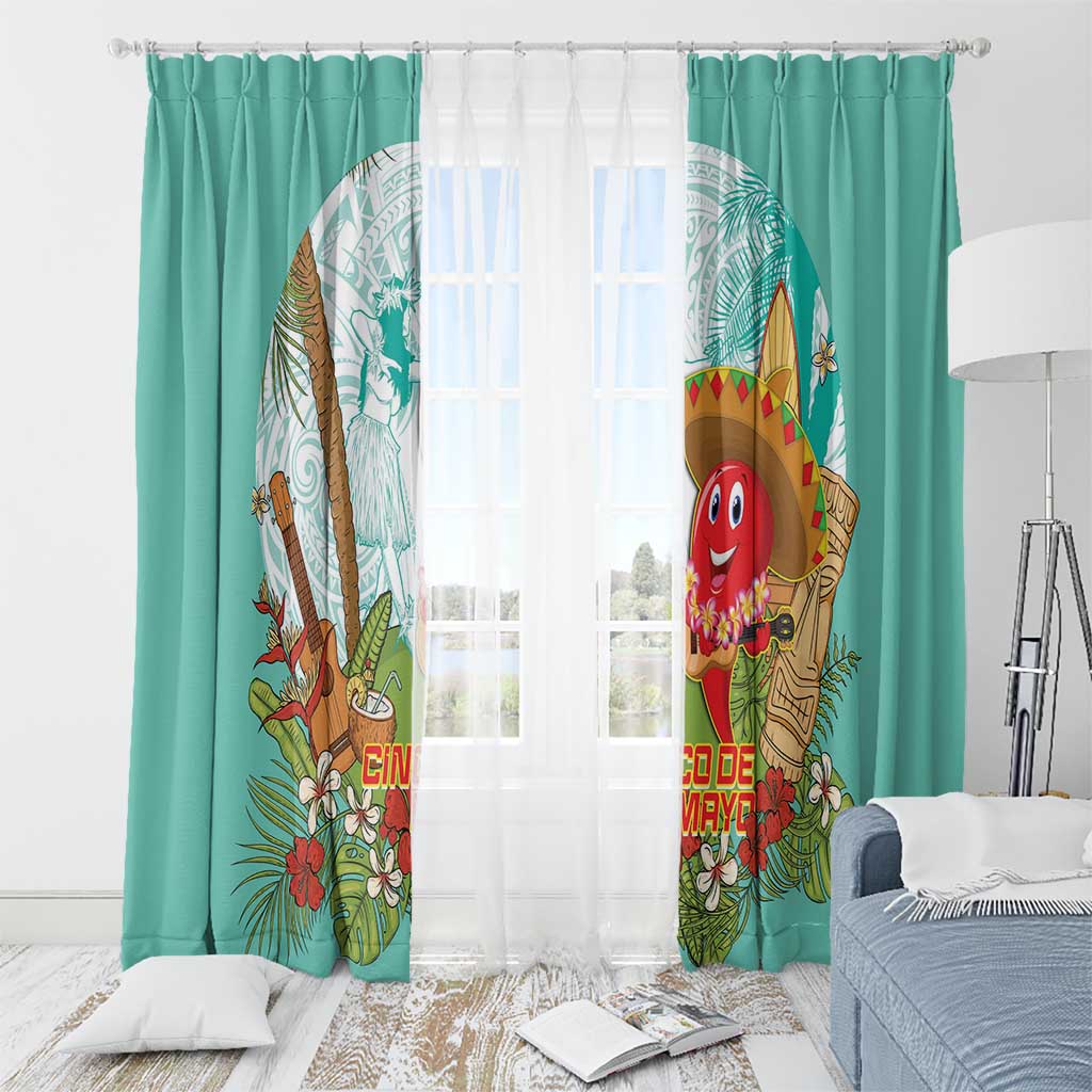 Hawaii Cinco de Mayo Window Curtain Chili Pepper Hula Girl Tropical Vibes LT14 - Polynesian Pride