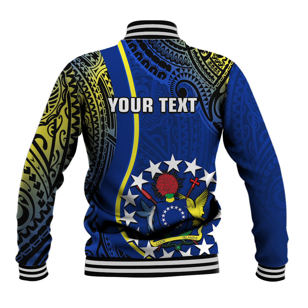 Personalised Cook Islands Baseball Jacket Mangaia Gospel Day Blue Version LT14 - Polynesian Pride