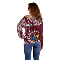 Personalised June 15 Mangaia Gospel Day Mangaia Cook Islands Off Shoulder Sweater Maroon Version LT14 - Polynesian Pride
