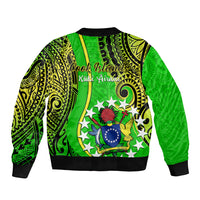 Polynesian Pride Cook Islands Sleeve Zip Bomber Jacket Kuki Airani Coat Of Arms LT14 - Polynesian Pride