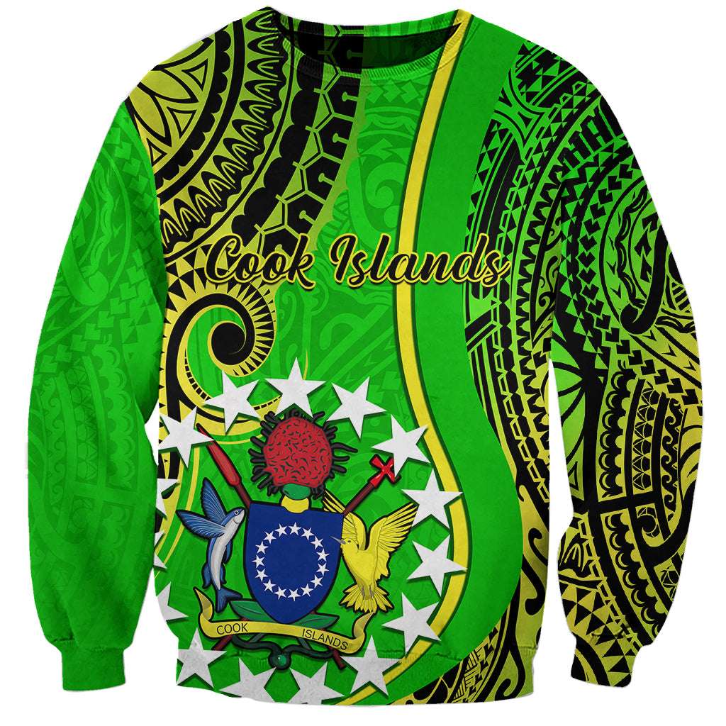 Polynesian Pride Cook Islands Sweatshirt Kuki Airani Coat Of Arms LT14 Unisex Green - Polynesian Pride