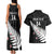 Custom New Zealand Silver Fern Cricket Couples Matching Tank Maxi Dress and Hawaiian Shirt Aotearoa Maori Go Black Cap