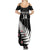 Custom New Zealand Silver Fern Cricket Family Matching Summer Maxi Dress and Hawaiian Shirt Aotearoa Maori Go Black Cap