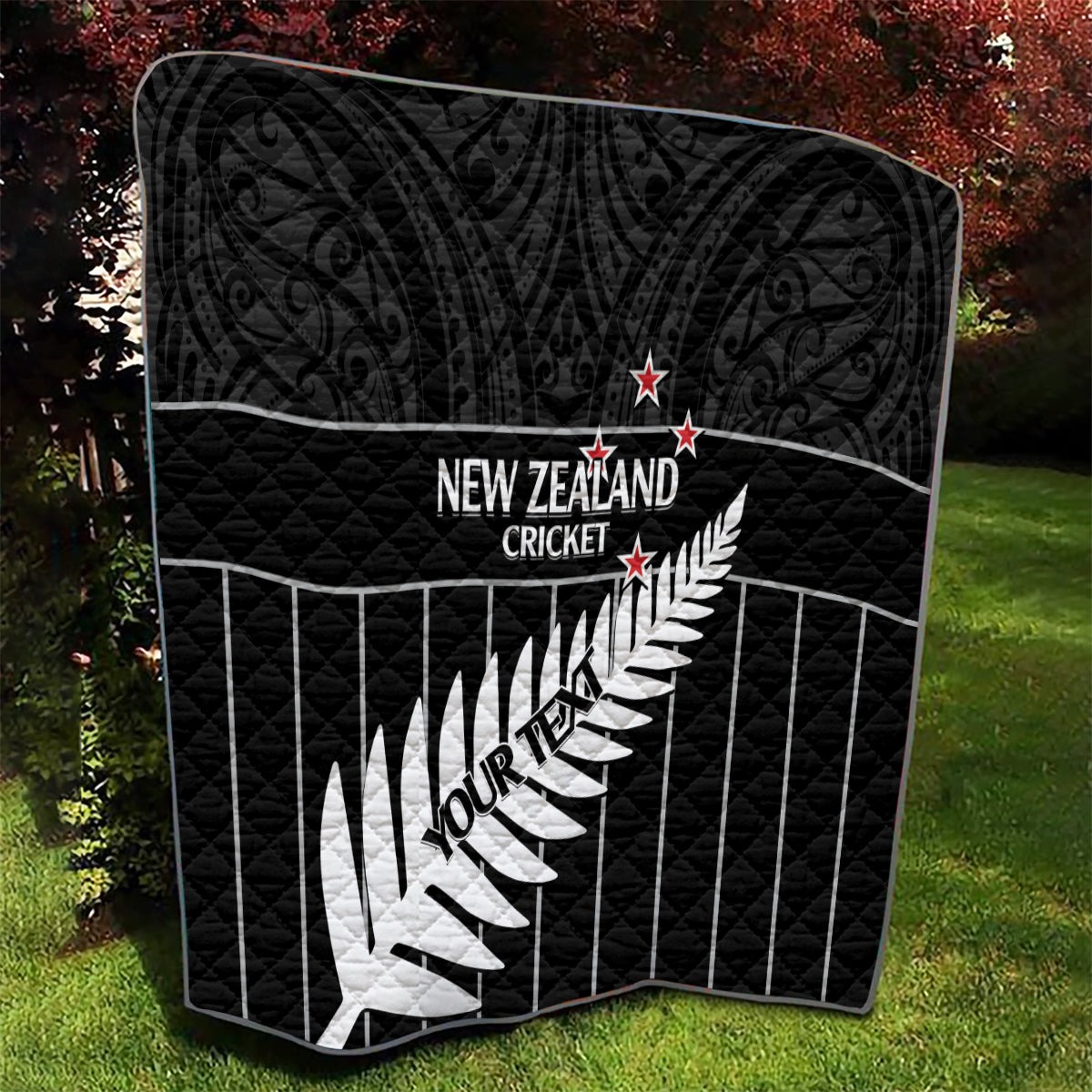 Custom New Zealand Silver Fern Cricket Quilt Aotearoa Maori Go Black Cap LT14 - Polynesian Pride
