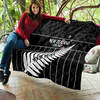 Custom New Zealand Silver Fern Cricket Quilt Aotearoa Maori Go Black Cap LT14 - Polynesian Pride