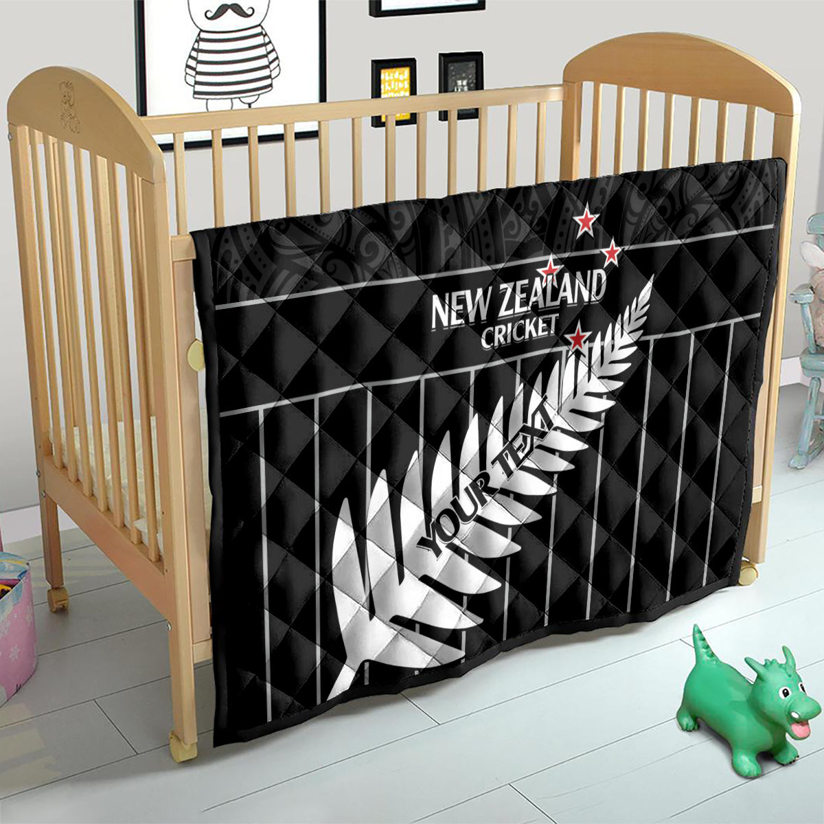 Custom New Zealand Silver Fern Cricket Quilt Aotearoa Maori Go Black Cap LT14 - Polynesian Pride