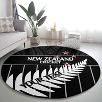 Custom New Zealand Silver Fern Cricket Round Carpet Aotearoa Maori Go Black Cap LT14 - Polynesian Pride