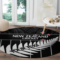 Custom New Zealand Silver Fern Cricket Round Carpet Aotearoa Maori Go Black Cap LT14 - Polynesian Pride