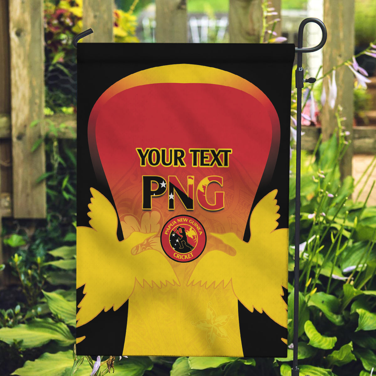 Custom Papua New Guinea Cricket Garden Flag 2024 Go PNG LT14 Garden Flag Black - Polynesian Pride
