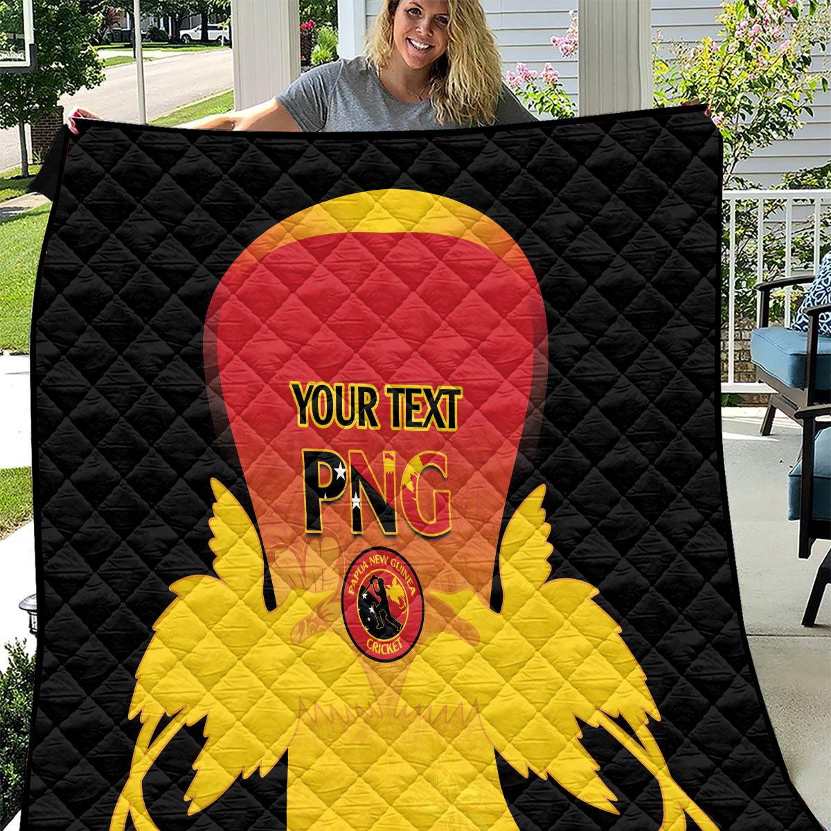 Custom Papua New Guinea Cricket Quilt 2024 Go PNG LT14 Black - Polynesian Pride