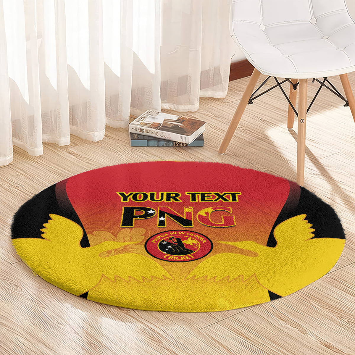 Custom Papua New Guinea Cricket Round Carpet 2024 Go PNG LT14 - Polynesian Pride