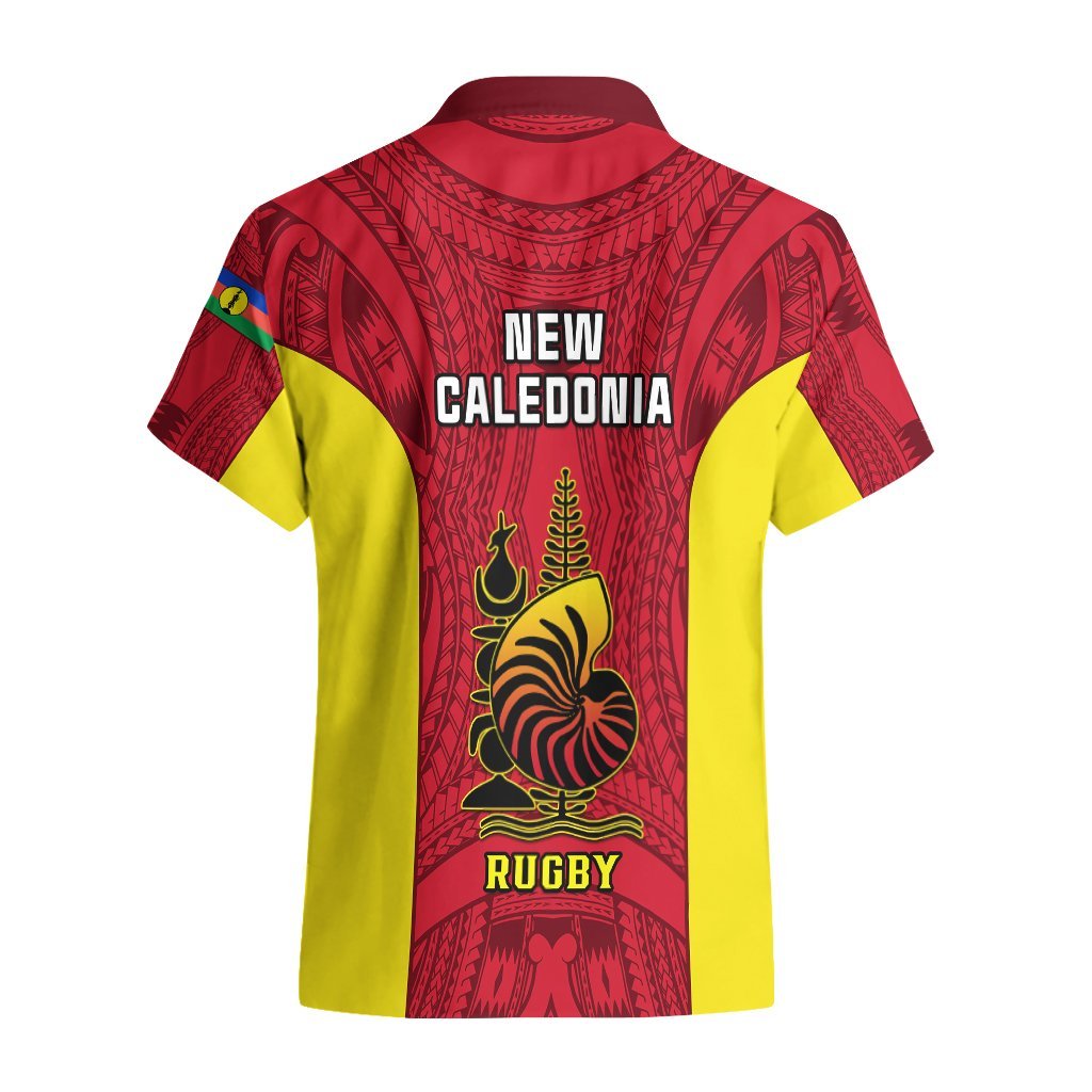 New Caledonia Rugby Hawaiian Shirt Coat Of Arms Mix Polynesian Pattern LT14 - Polynesian Pride