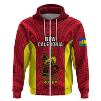 New Caledonia Rugby Hoodie Coat of Arms Mix Polynesian Pattern LT14 - Polynesian Pride
