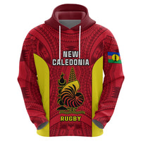 New Caledonia Rugby Hoodie Coat of Arms Mix Polynesian Pattern LT14 - Polynesian Pride