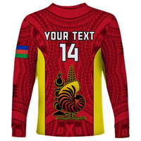 Personalised New Caledonia Rugby Long Sleeve Shirt Coat Of Arms Mix Polynesian Pattern LT14 - Polynesian Pride