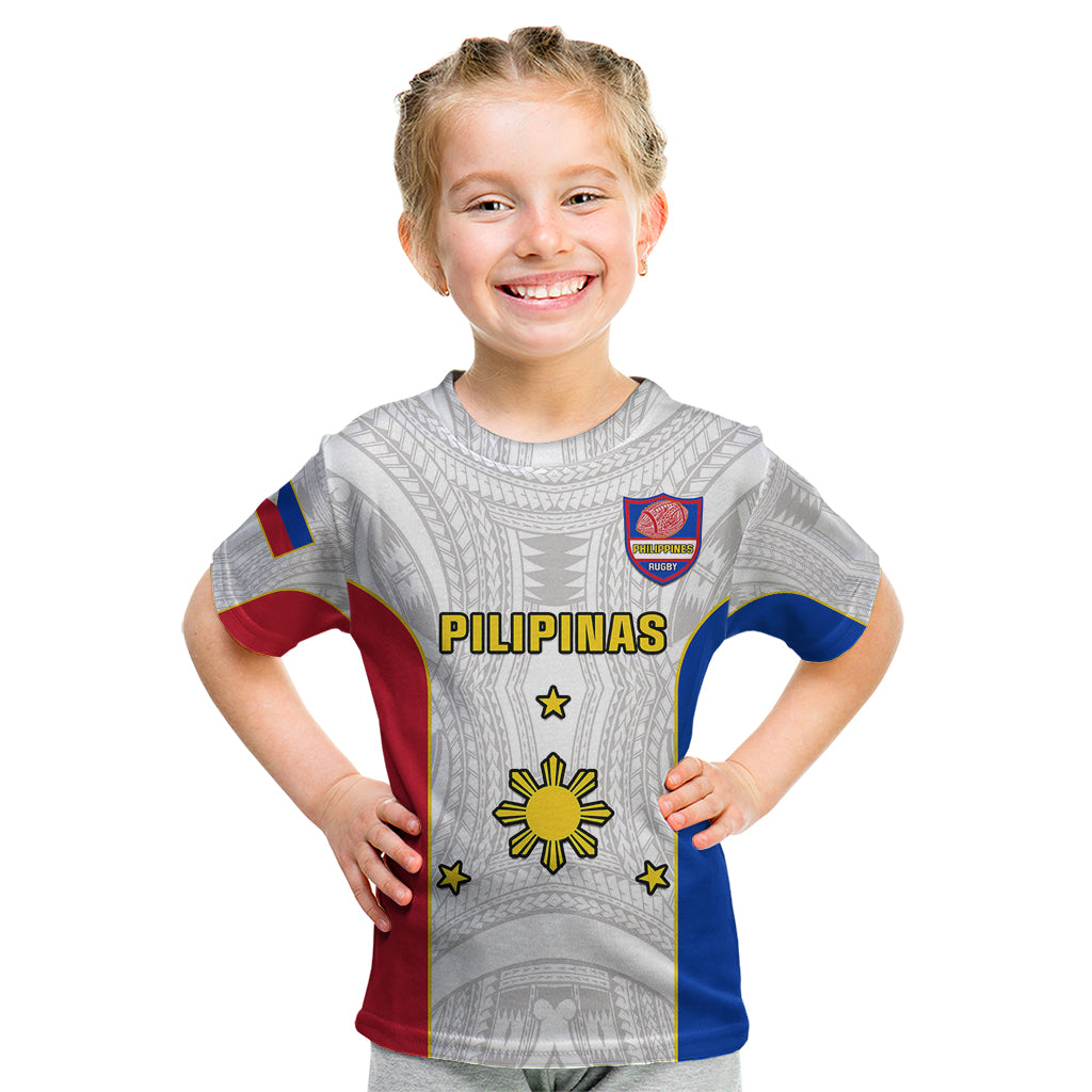 Philippines Rugby Kid T Shirt Pacific Pilipinas Go Tamaraws LT14 White - Polynesian Pride