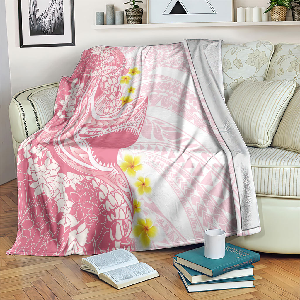 Pink Hawaii Shark Tattoo Blanket Puakenikeni Lei Plumeria Polynesian Pattern LT14 Pink - Polynesian Pride