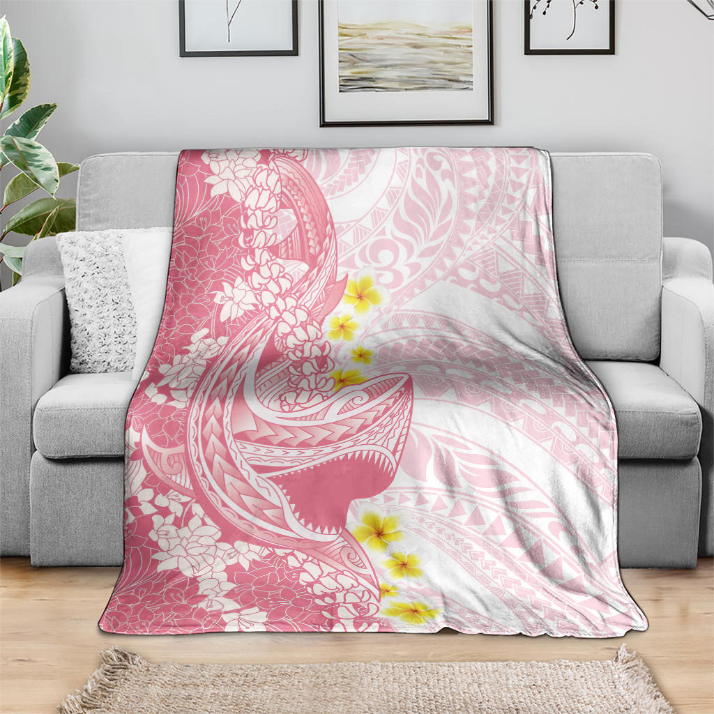 Pink Hawaii Shark Tattoo Blanket Puakenikeni Lei Plumeria Polynesian Pattern LT14 - Polynesian Pride