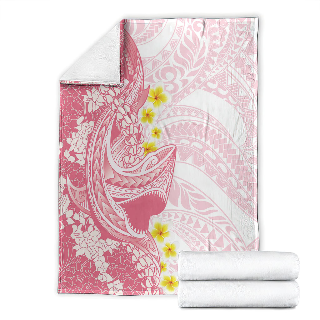 Pink Hawaii Shark Tattoo Blanket Puakenikeni Lei Plumeria Polynesian Pattern LT14 - Polynesian Pride
