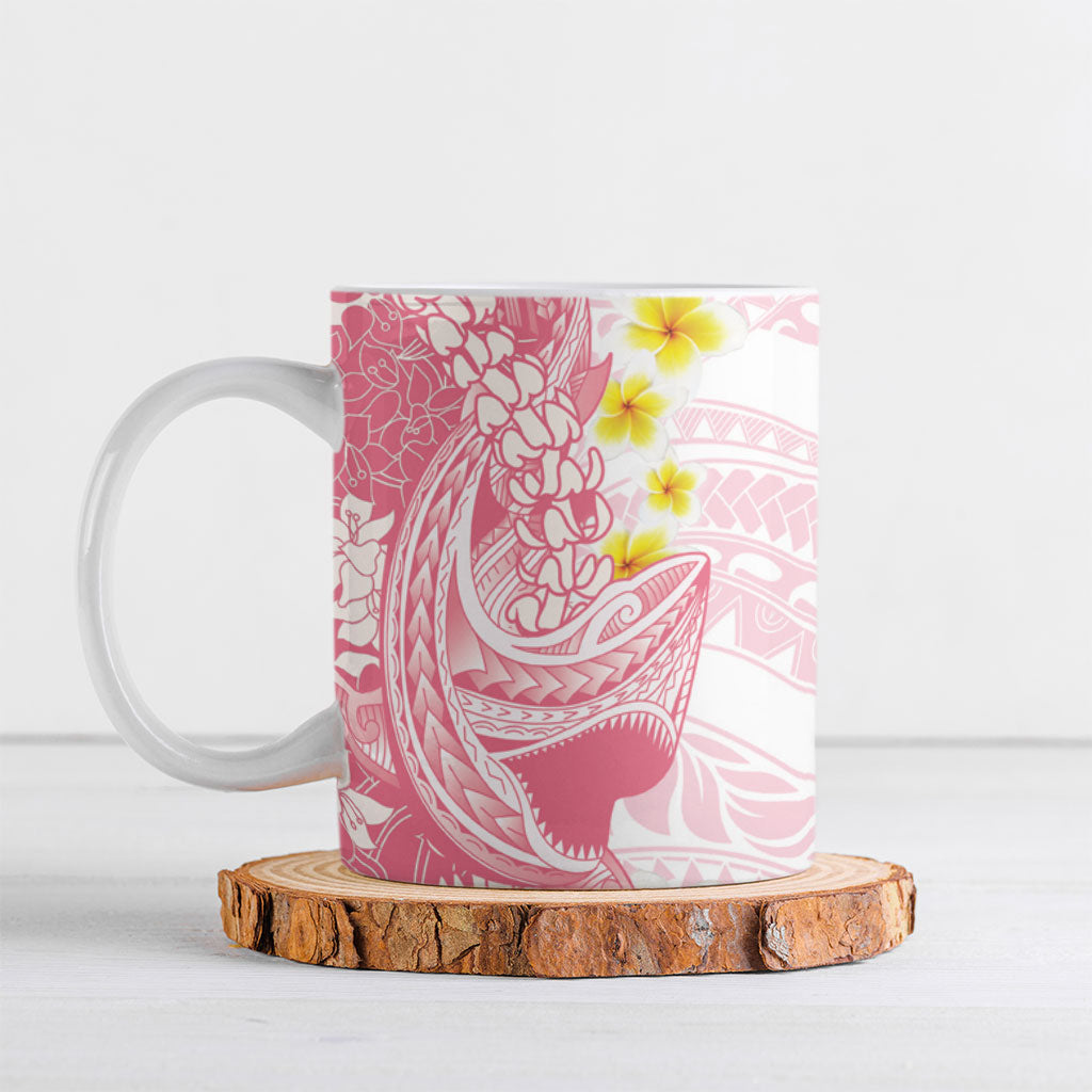 Pink Hawaii Shark Tattoo Ceramic Mug Puakenikeni Lei Plumeria Polynesian Pattern LT14 Pink - Polynesian Pride