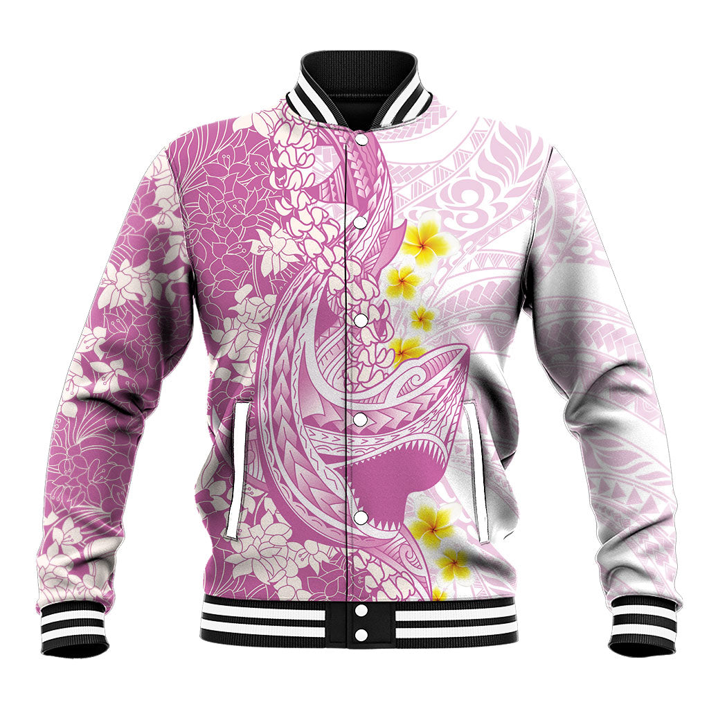 Purple Hawaii Shark Tattoo Baseball Jacket Puakenikeni Lei Plumeria Polynesian Pattern LT14 Unisex Purple - Polynesian Pride