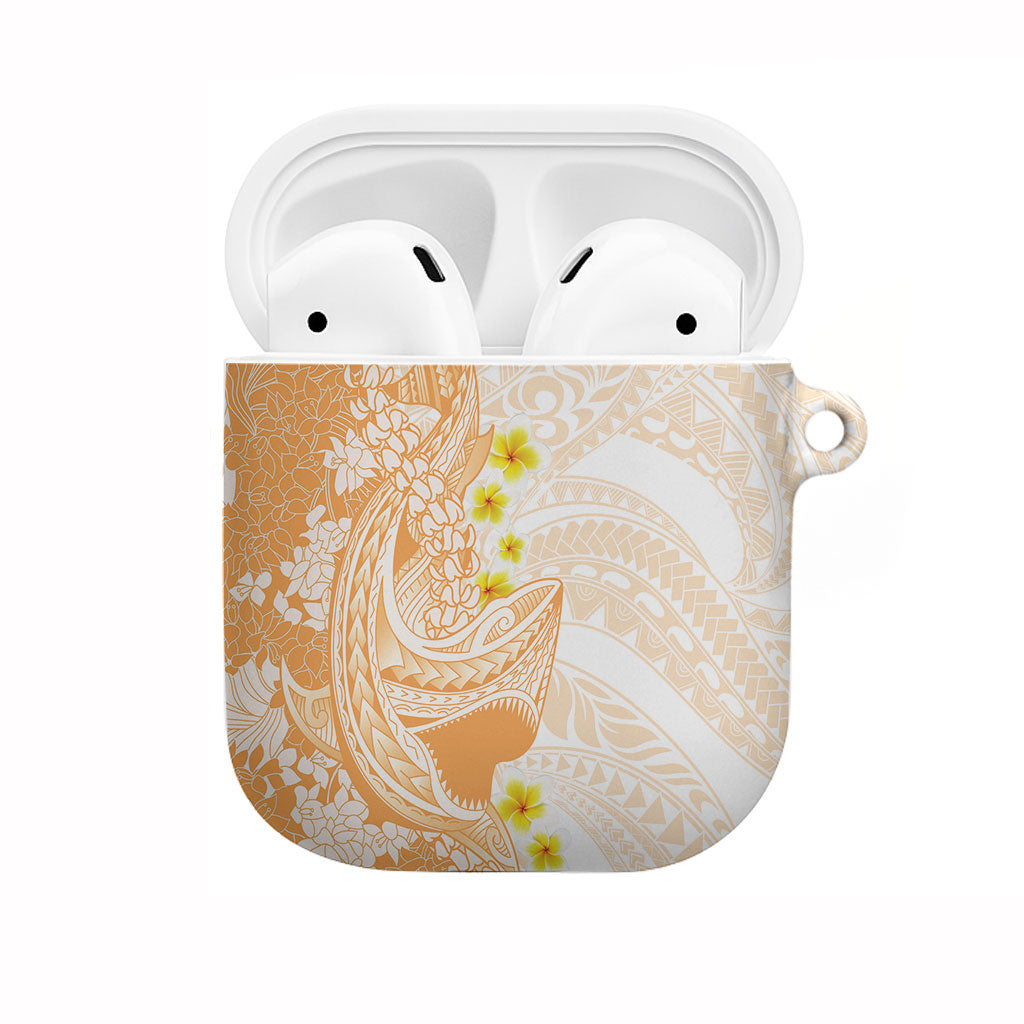 Orange Hawaii Shark Tattoo AirPods Case Puakenikeni Lei Plumeria Polynesian Pattern LT14 Orange - Polynesian Pride