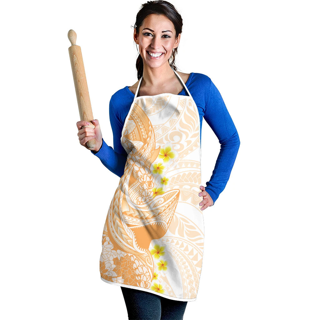 Orange Hawaii Shark Tattoo Apron Puakenikeni Lei Plumeria Polynesian Pattern LT14 - Polynesian Pride