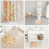 Orange Hawaii Shark Tattoo Bathroom Set Puakenikeni Lei Plumeria Polynesian Pattern LT14 - Polynesian Pride