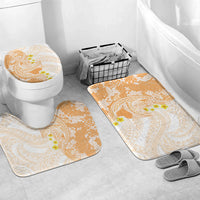 Orange Hawaii Shark Tattoo Bathroom Set Puakenikeni Lei Plumeria Polynesian Pattern LT14 Mat Set Only (3 pcs) One Size Orange - Polynesian Pride