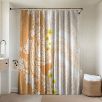 Orange Hawaii Shark Tattoo Bathroom Set Puakenikeni Lei Plumeria Polynesian Pattern LT14 Shower Curtain Only Orange - Polynesian Pride