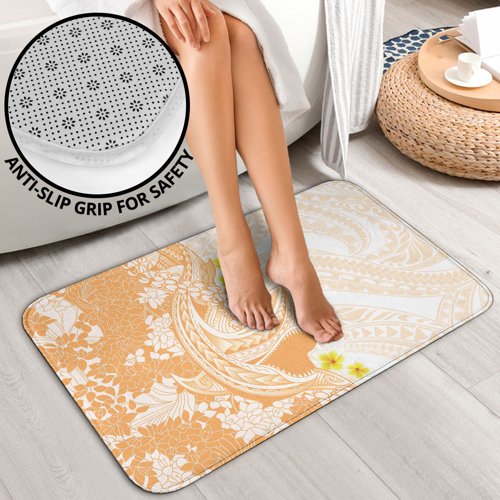 Orange Hawaii Shark Tattoo Bathroom Set Puakenikeni Lei Plumeria Polynesian Pattern LT14 - Polynesian Pride