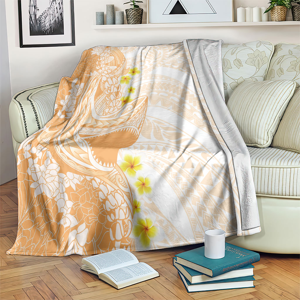 Orange Hawaii Shark Tattoo Blanket Puakenikeni Lei Plumeria Polynesian Pattern LT14 Orange - Polynesian Pride