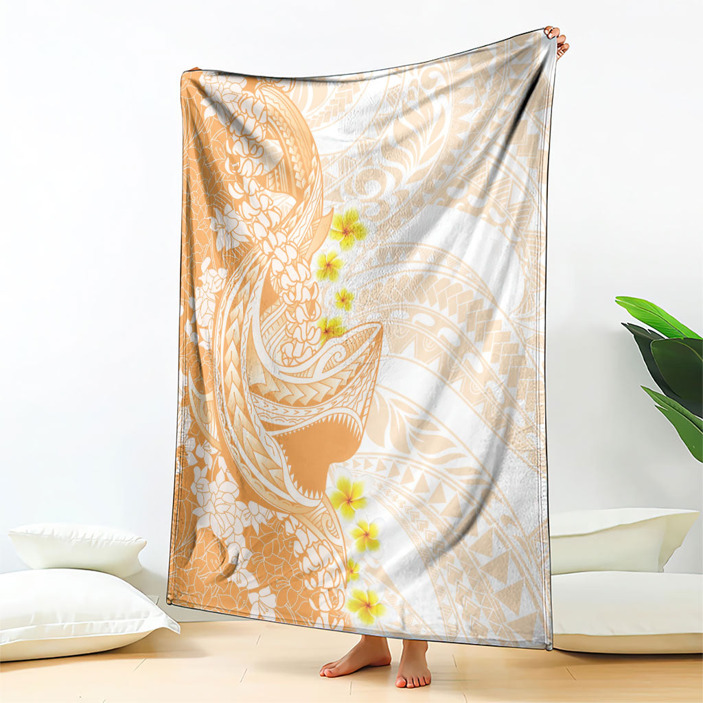 Orange Hawaii Shark Tattoo Blanket Puakenikeni Lei Plumeria Polynesian Pattern LT14 - Polynesian Pride